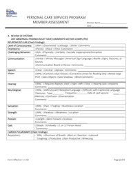 Member Assessment - Personal Care Services Program - West Virginia, Page 2