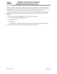 Instructions for Member Grievance Form - Personal Care Services Program - West Virginia, Page 2