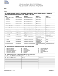 Pre-admission Screening (Pas) Form - Personal Care Services Program - West Virginia, Page 3