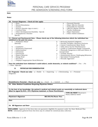 Pre-admission Screening (Pas) Form - Personal Care Services Program - West Virginia, Page 4