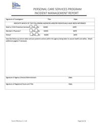 Incident Management Report - Personal Care Services Program - West Virginia, Page 3
