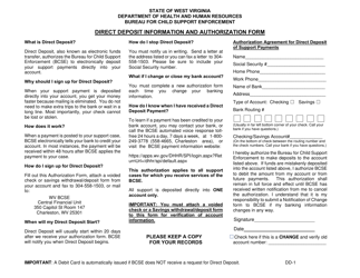 Form DD-1 &quot;Direct Deposit Information and Authorization Form&quot; - West Virginia