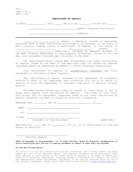 Form CD-1 &quot;Certificate of Deposit&quot; - West Virginia