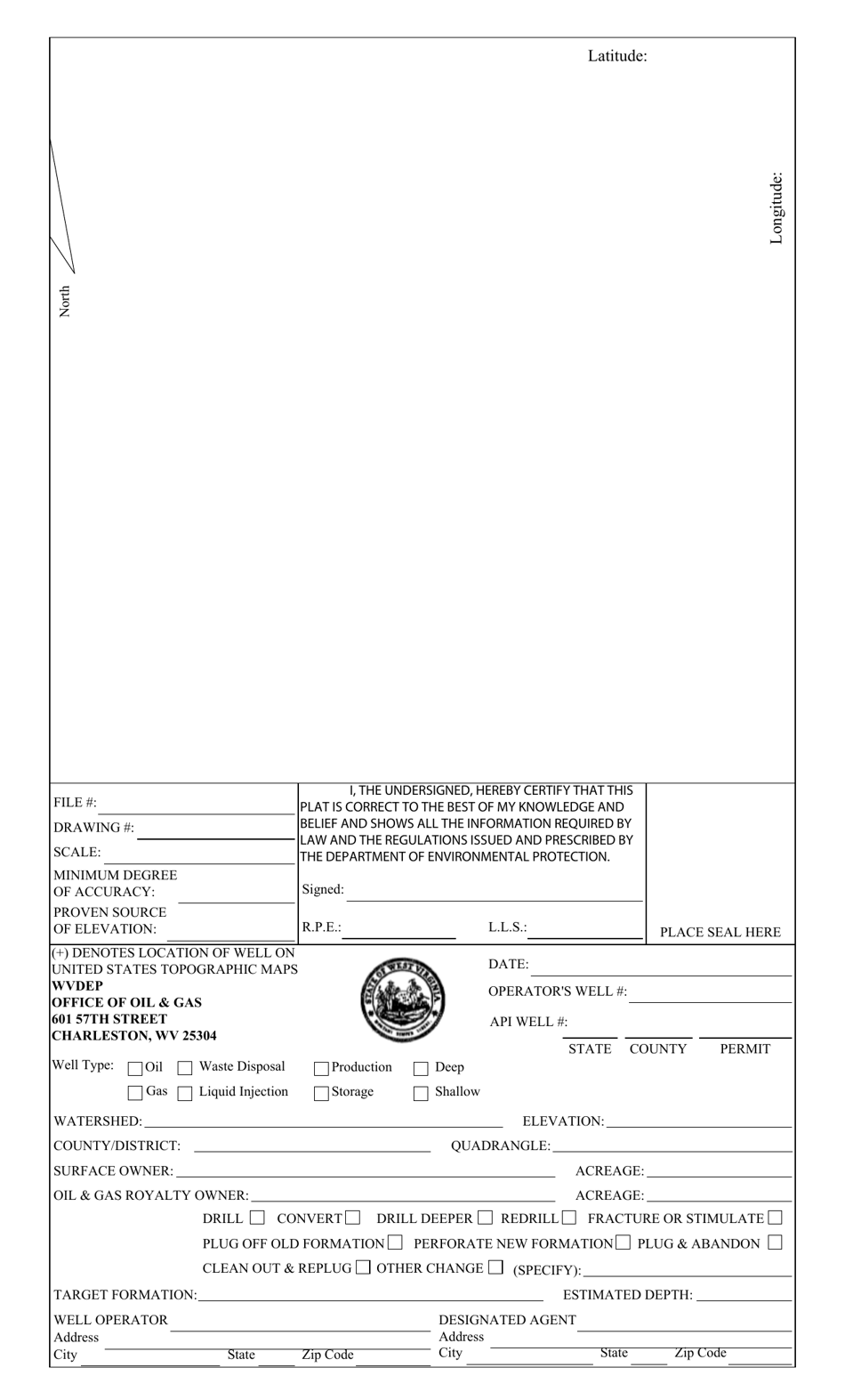 Form WW-6 Well Location Plat - West Virginia, Page 1
