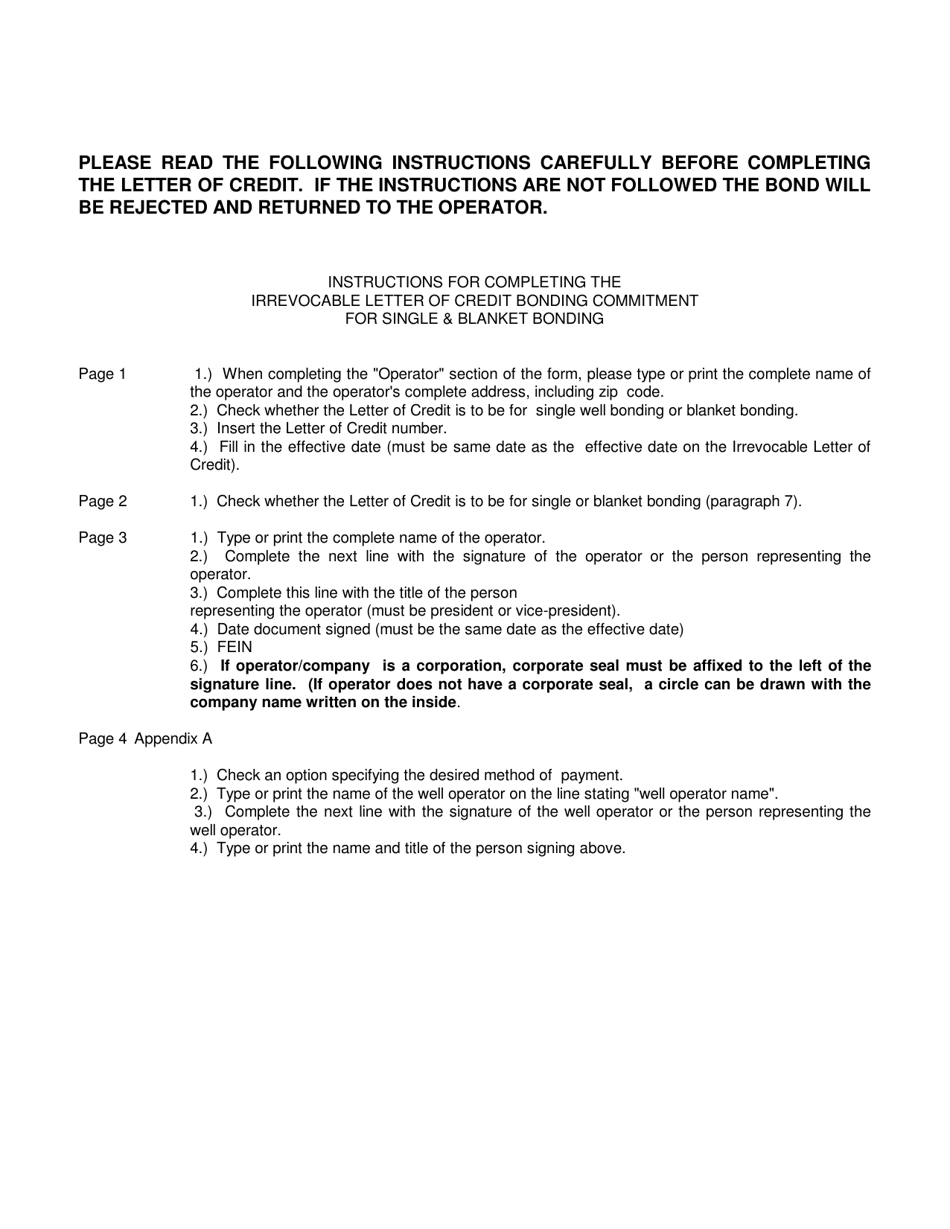 Instructions for Form OP-8B Irrevocable Letter of Credit Bonding Commitment - West Virginia, Page 1