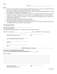 Form WR-37 Pre-operation Certificate for Liquid Injection Mechanical Integrity Test Record - West Virginia, Page 2