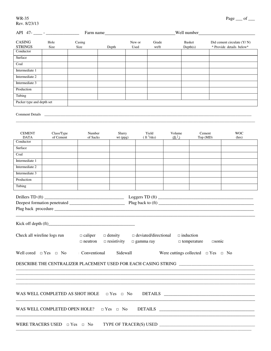 Form WR-35 Well Operators Report of Well Work - West Virginia, Page 2
