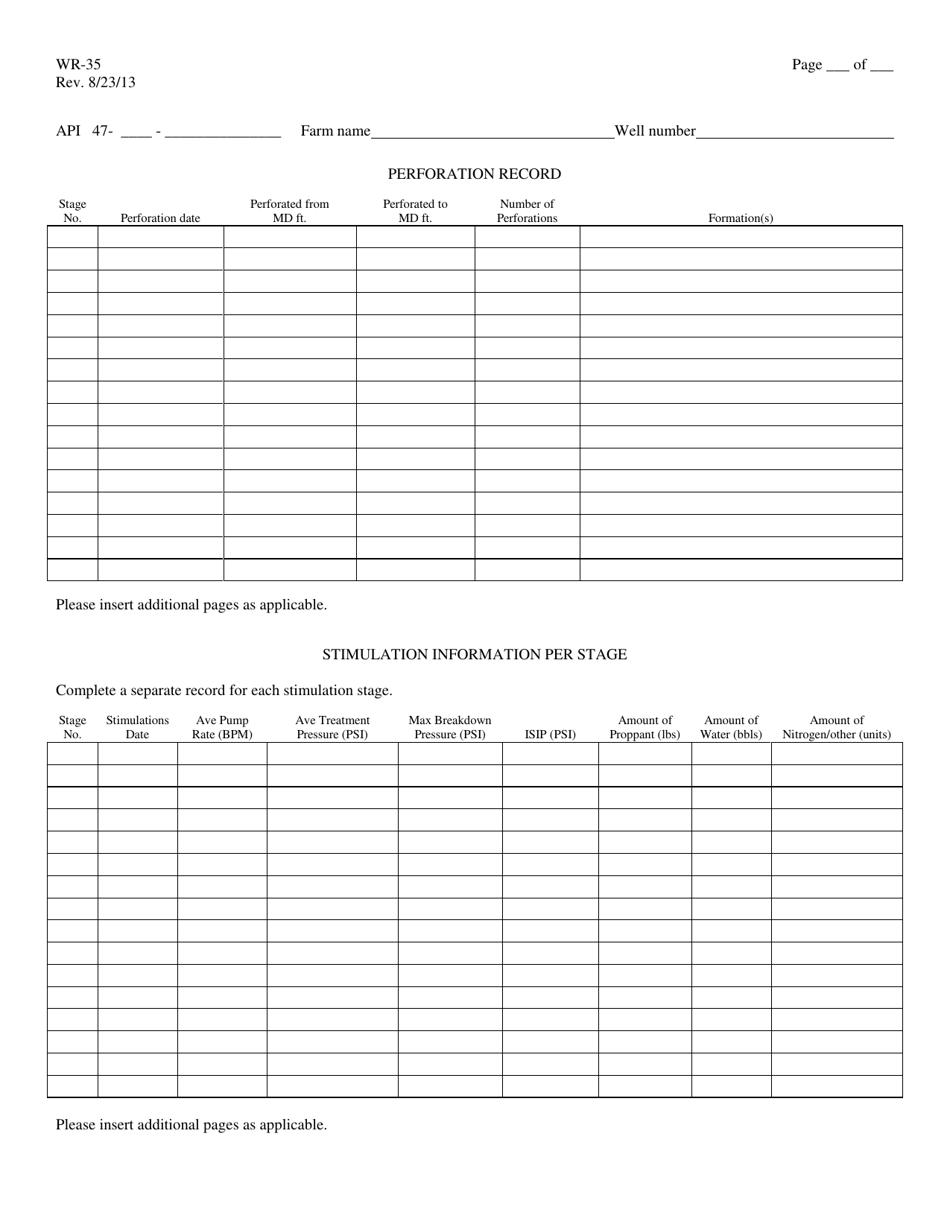 Form WR-35 Well Operators Report of Well Work - West Virginia, Page 3