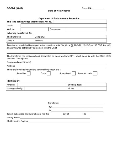 Form OP-77A  Printable Pdf