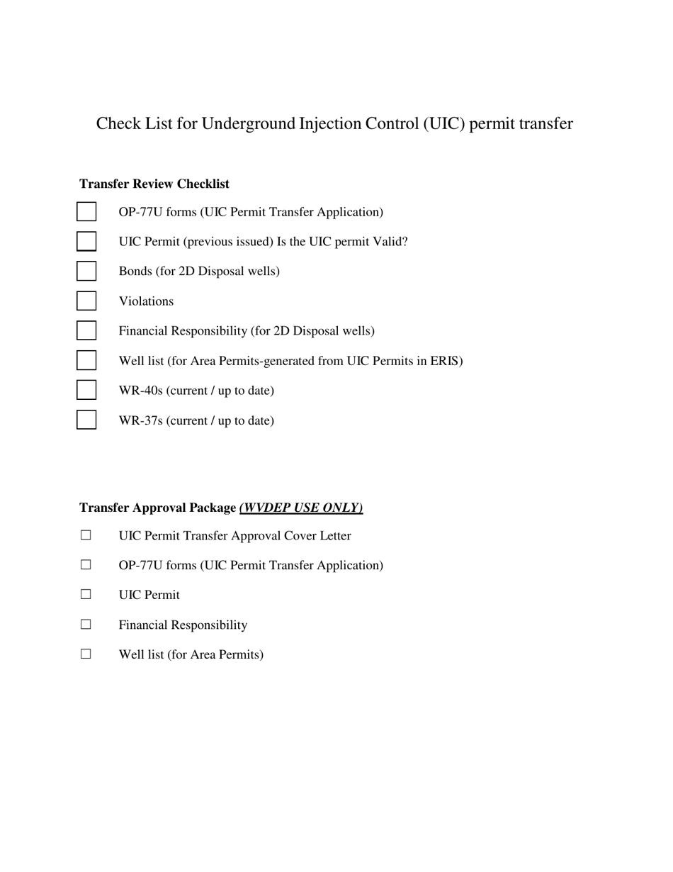 Form OP-77U Uic Permit Transfer Package - West Virginia, Page 2