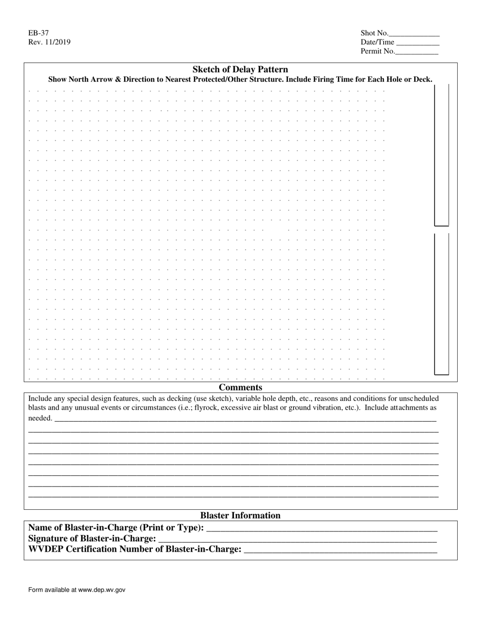 Form EB-37 Blasting Log - West Virginia, Page 2
