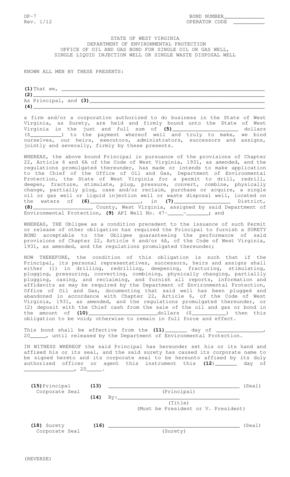 Op7 Form.pdf Form OP-7 - Fill Out, Sign Online and Download Fillable PDF, West ...
