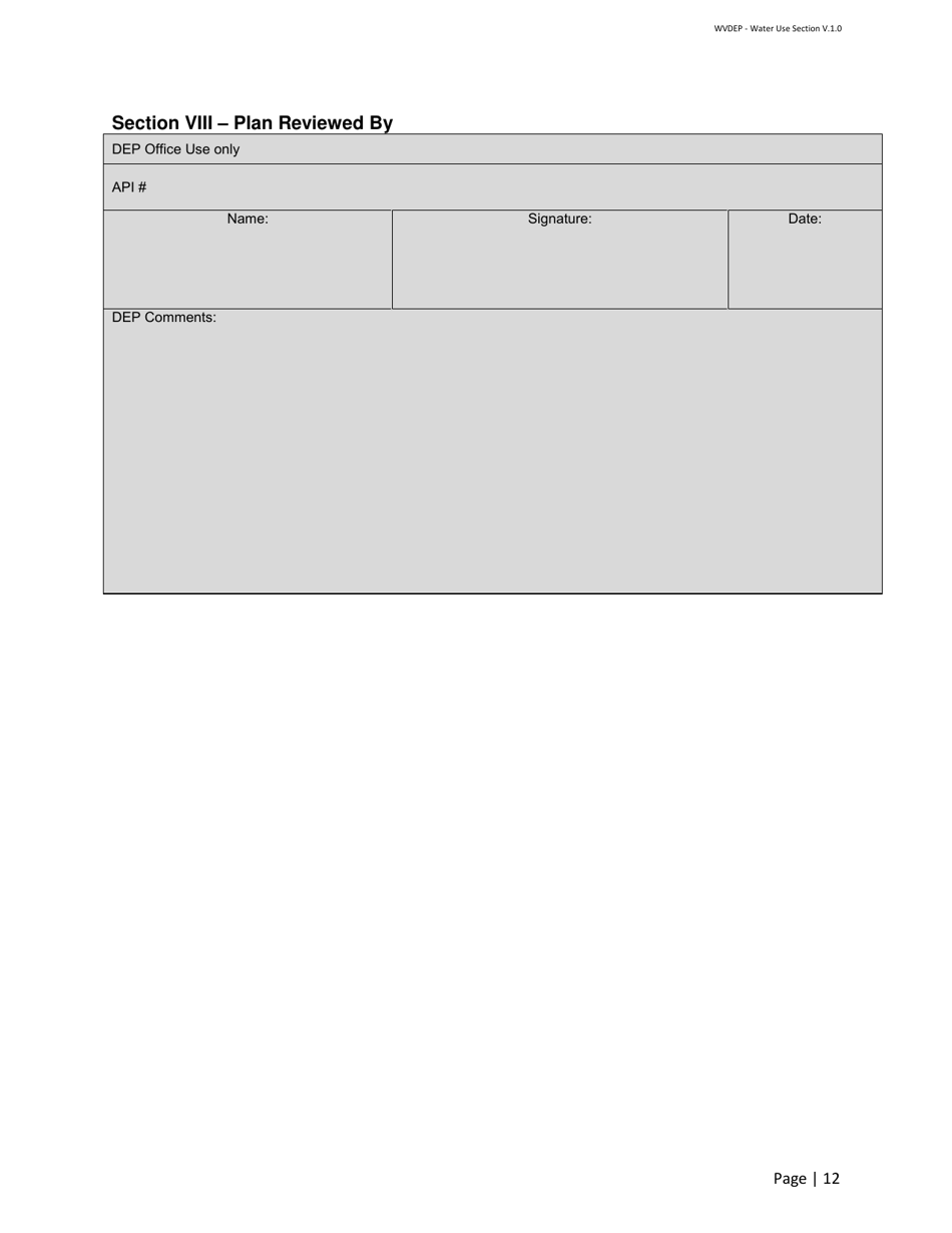 Water Management Plan / Water Addendum - Horizontal Oil and Gas Well Permits - West Virginia, Page 12