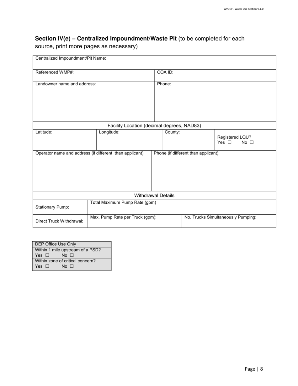 Water Management Plan / Water Addendum - Horizontal Oil and Gas Well Permits - West Virginia, Page 8