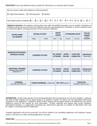 Application for Employment - West Virginia, Page 3