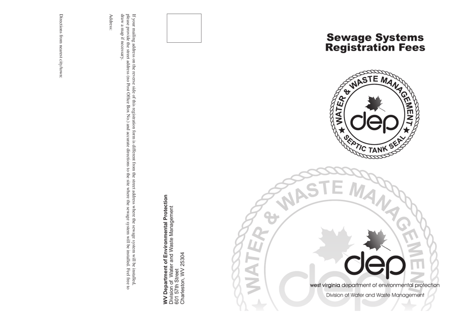 Sewage System Registration Form - West Virginia Download Pdf