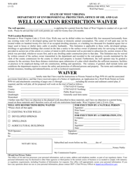 Document preview: Form WW-6RW Well Location Restriction Waiver - West Virginia