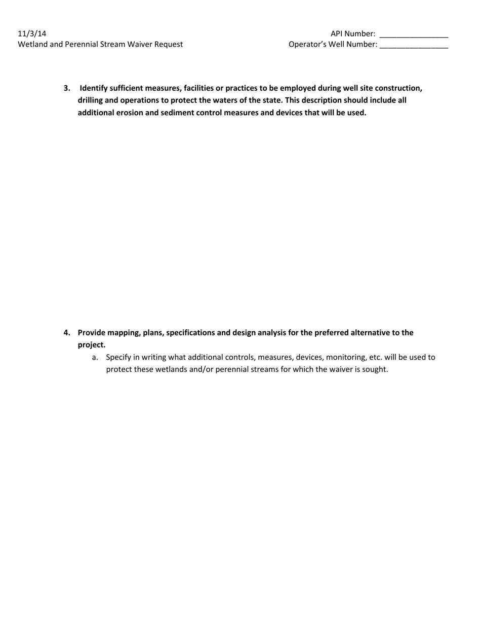 Wetland and Perennial Stream Waiver Request - West Virginia, Page 3