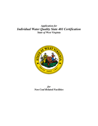 Document preview: Application for Individual Water Quality State 401 Certification for Non-coal Related Activity - West Virginia