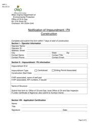 Form IMP-2 &quot;Notification of Impoundment/Pit Construction&quot; - West Virginia