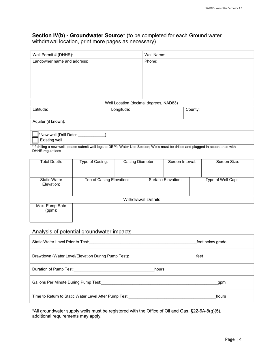 Water Management Plan / Water Addendum - Centralized Pits or Impoundments / Aboveground Storage Tanks - West Virginia, Page 4