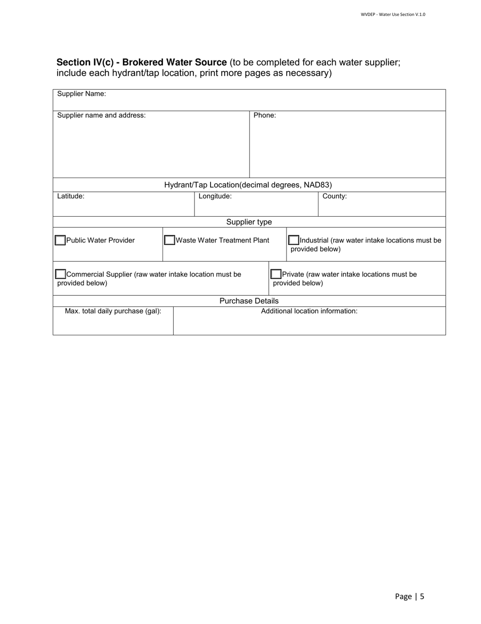 Water Management Plan / Water Addendum - Centralized Pits or Impoundments / Aboveground Storage Tanks - West Virginia, Page 5