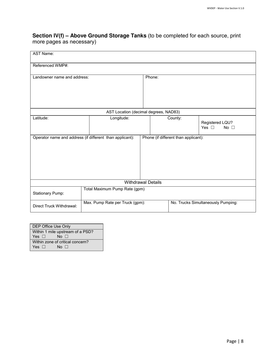 Water Management Plan / Water Addendum - Centralized Pits or Impoundments / Aboveground Storage Tanks - West Virginia, Page 8