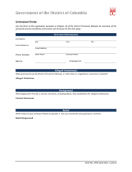 Document preview: Form DPM-1628 Grievance Form - Washington, D.C.