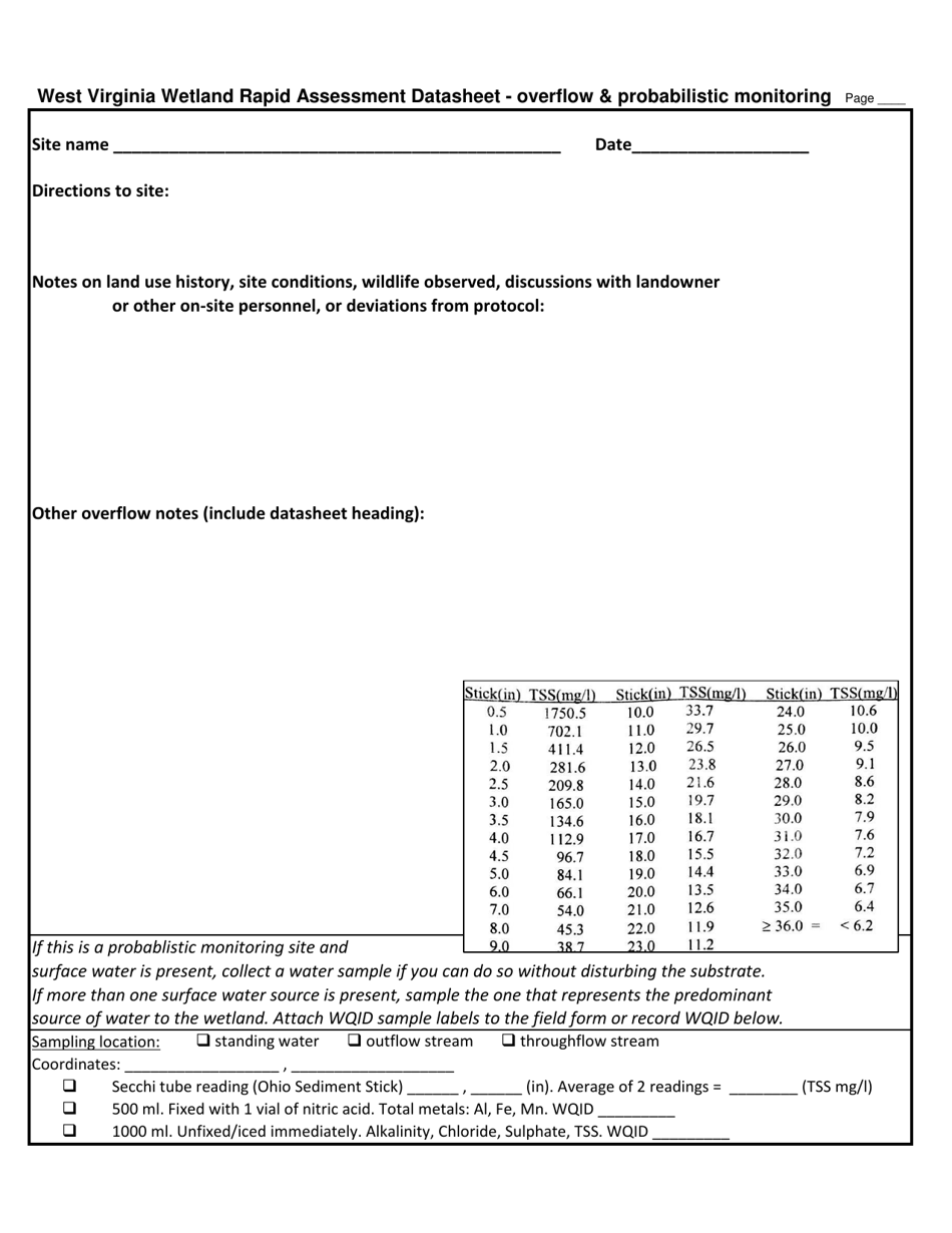 West Virginia Wetland Rapid Assessment Datasheet - West Virginia, Page 10
