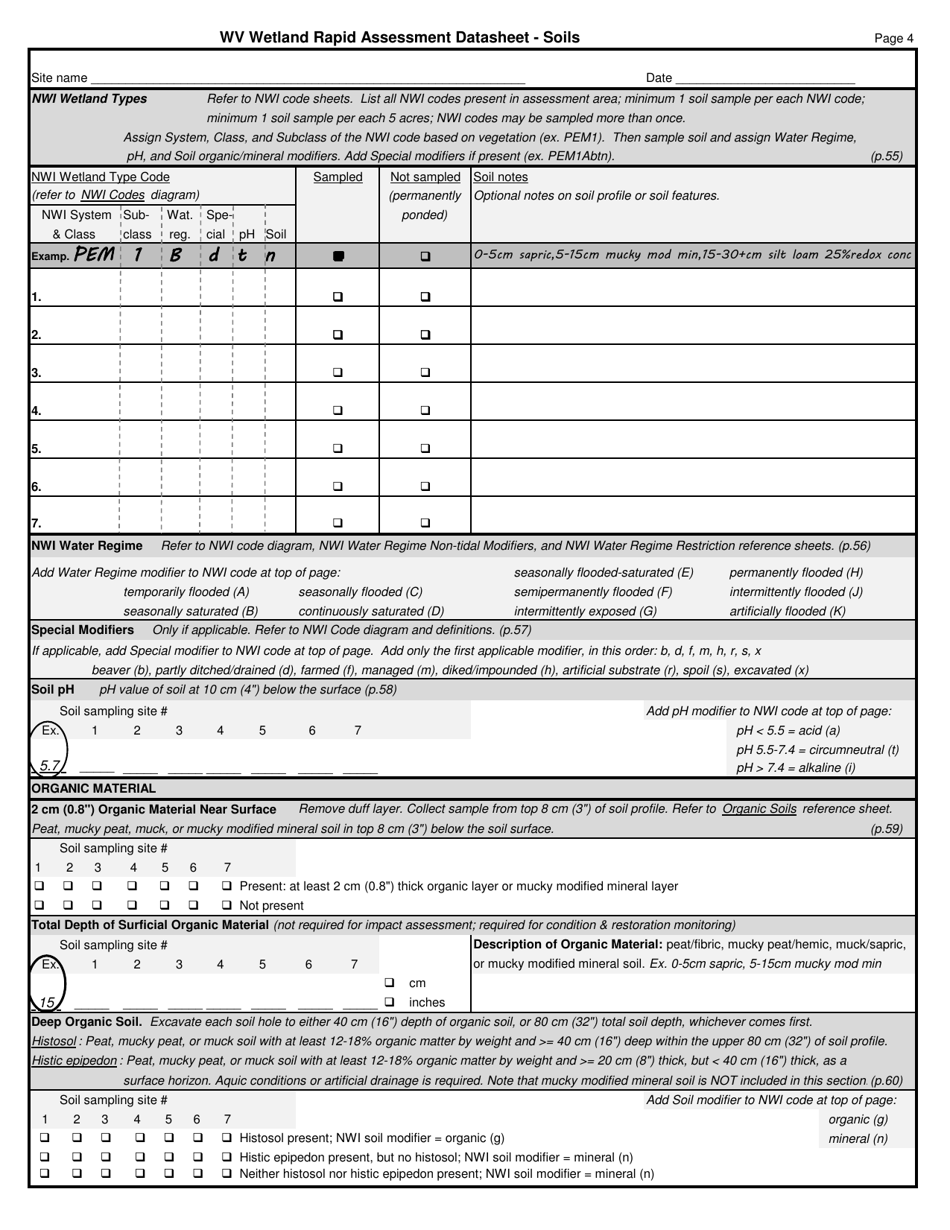 West Virginia Wetland Rapid Assessment Datasheet - West Virginia, Page 4
