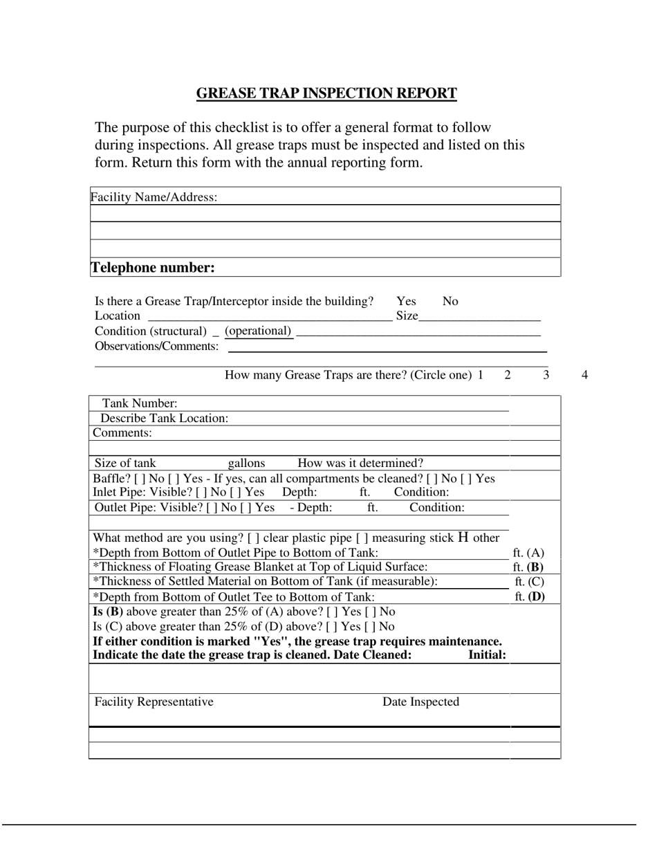 Trap Inspection Report.pdf West Virginia Grease Trap Inspection Report - Fill Out, Sign Online and ...