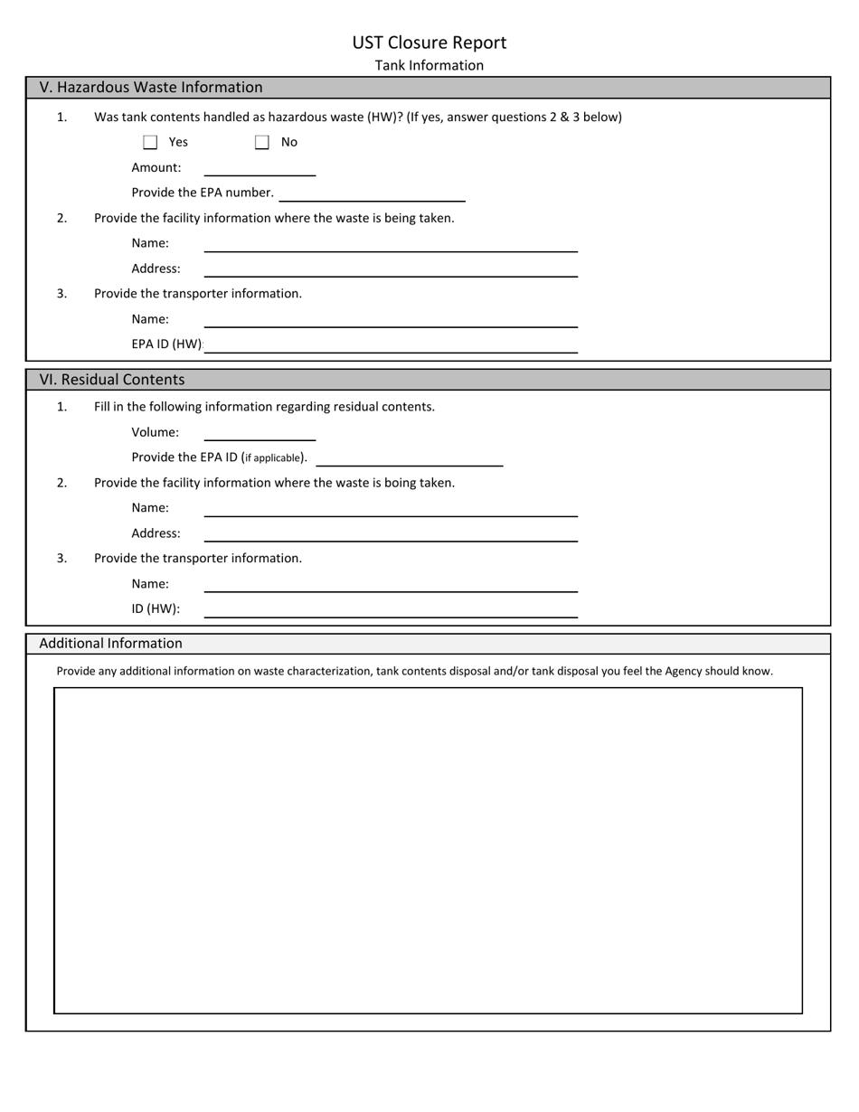 Ust Closure Report - Tank Information - West Virginia, Page 4
