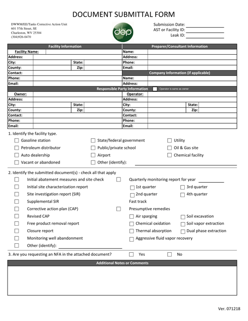 Document Submittal Form - West Virginia
