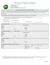 Document preview: Appendix D-7 Ast Closure Report Template - West Virginia