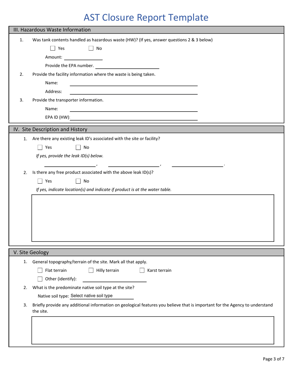 Appendix D-7 Ast Closure Report Template - West Virginia, Page 3