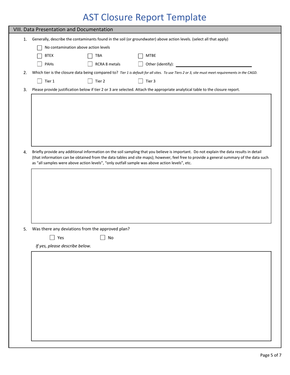 Appendix D-7 Ast Closure Report Template - West Virginia, Page 5