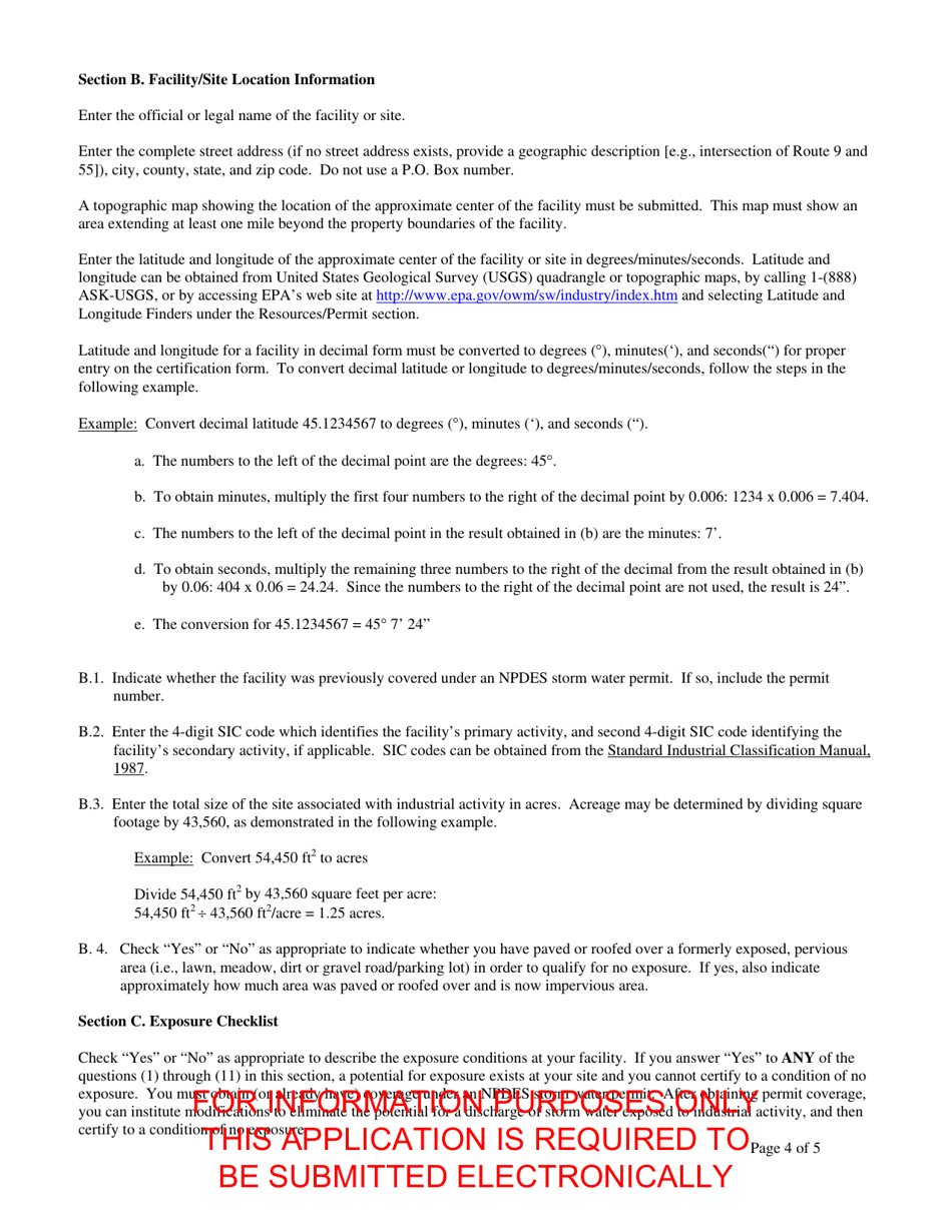 No Exposure Certification for Exclusion From the Npdes Multi-Sector Industrial Storm Water Permit - West Virginia, Page 4