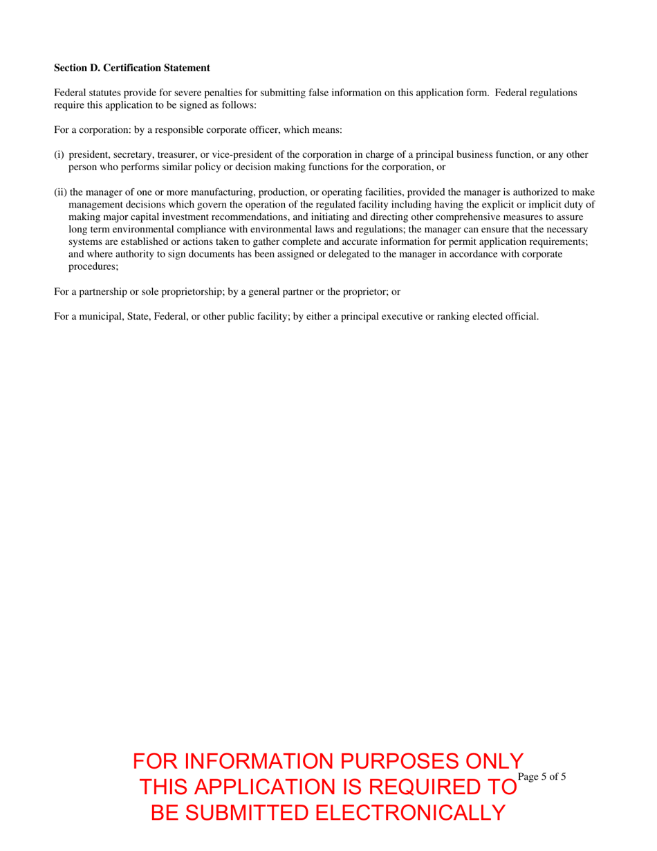 No Exposure Certification for Exclusion From the Npdes Multi-Sector Industrial Storm Water Permit - West Virginia, Page 5