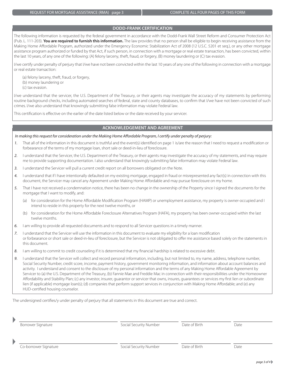 Request for Mortgage Assistance (Rma) Form - Fill Out, Sign Online and ...