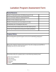 Document preview: Lactation Program Assessment Form