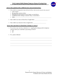 Landsat Exhibit Damage/Temporary Removal Tracking Form, Page 2