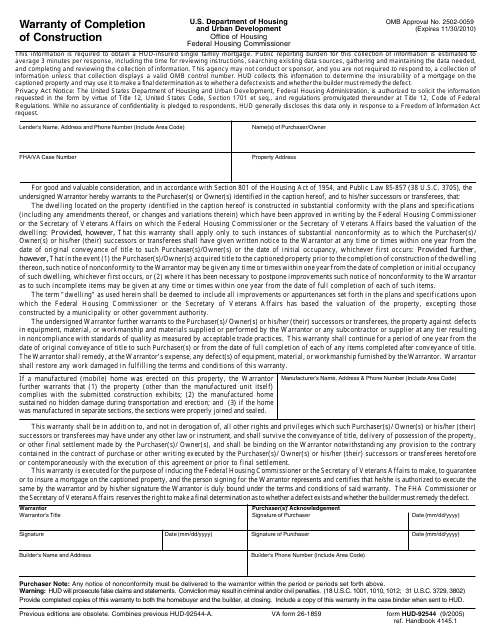 Form HUD-92544  Printable Pdf