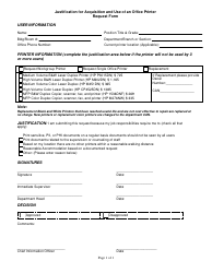 Document preview: Justification for Acquisition and Use of an Office Printer Request Form