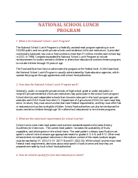 Document preview: National School Lunch Program (Nslp) Fact Sheet