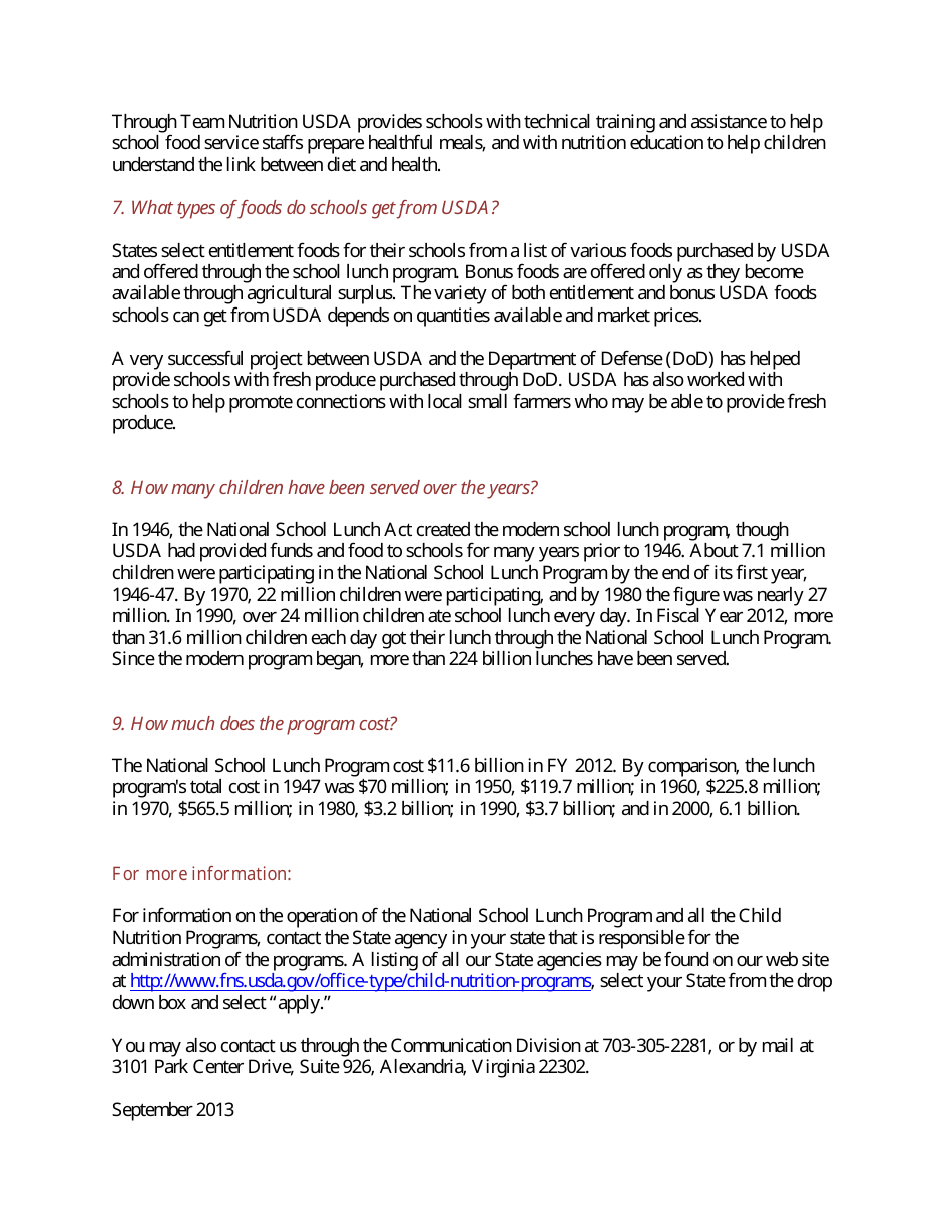 National School Lunch Program (Nslp) Fact Sheet, Page 3
