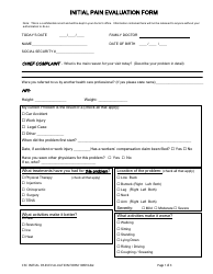 Document preview: Initial Pain Evaluation Form - Chippewa Valley Orthopedics & Sports Medicine