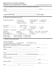Form ACDOH-101 Application for a Permit to Operate - Allegany County, New York