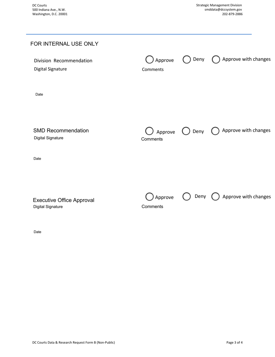 Form B Data and Research Request Form (Non-public Requestors) - Washington, D.C., Page 3