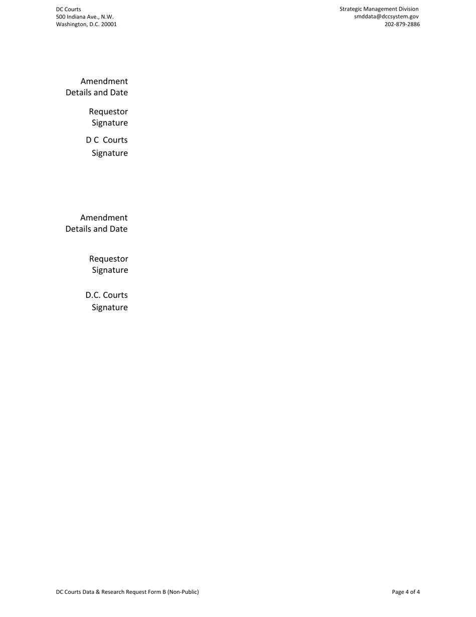 Form B Data and Research Request Form (Non-public Requestors) - Washington, D.C., Page 4