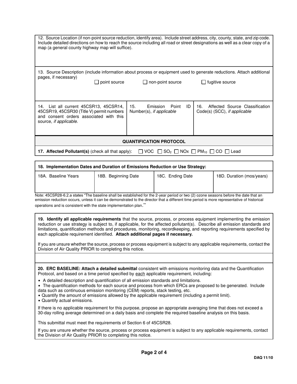 Application to Use a New or Alternate Quantification Protocol - West Virginia, Page 2